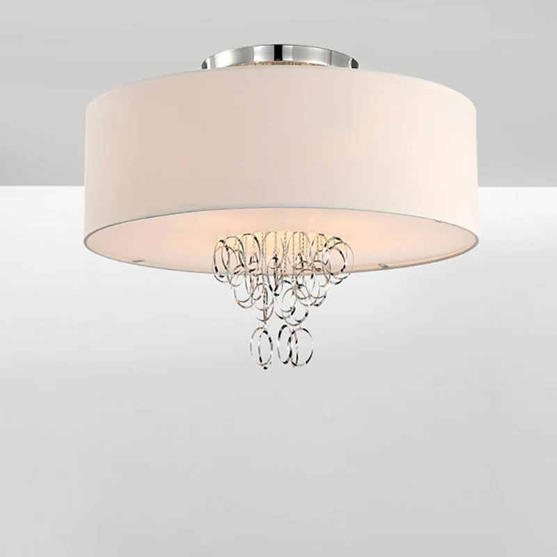 4/5 lampen Drum inbouwlamp met metalen ring witte stoffen kap moderne plafondlamp, 19,5"/23,5" W Clearhalo