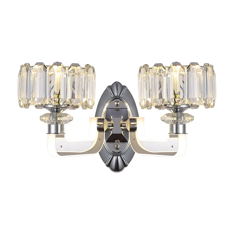 2 lampen Drum wandlamp modern helder kristal wandgemonteerd lichtarmatuur voor slaapkamer Clearhalo