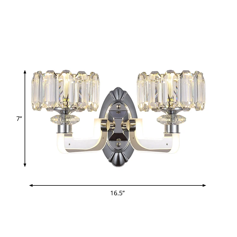 2 lampen Drum wandlamp modern helder kristal wandgemonteerd lichtarmatuur voor slaapkamer Clearhalo