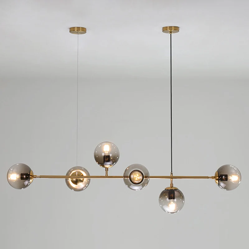 6 lampen eetkamer eilandverlichting postmoderne gouden afwerking druppelhanger met bolglazen kap Clearhalo