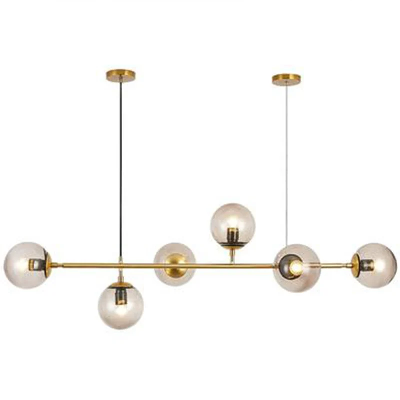 6 lampen eetkamer eilandverlichting postmoderne gouden afwerking druppelhanger met bolglazen kap Clearhalo