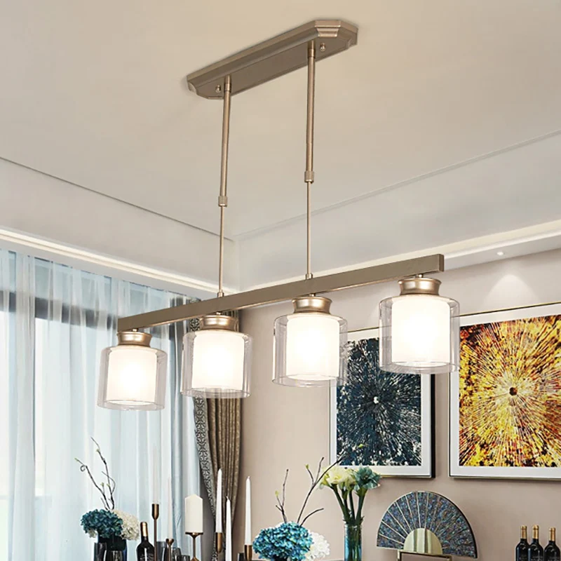 3/4 lampen eetkamer eilandverlichting traditionele gouden hanglamp met helderglazen kap Clearhalo
