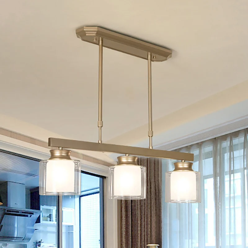 3/4 lampen eetkamer eilandverlichting traditionele gouden hanglamp met helderglazen kap Clearhalo