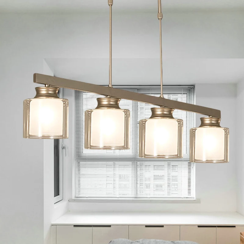 3/4 lampen eetkamer eilandverlichting traditionele gouden hanglamp met helderglazen kap Clearhalo