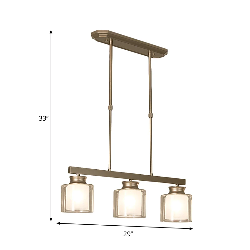 3/4 lampen eetkamer eilandverlichting traditionele gouden hanglamp met helderglazen kap Clearhalo