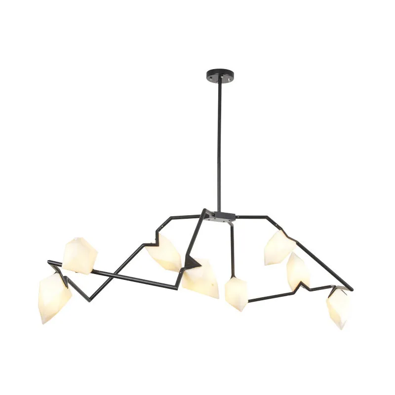 5/8 lampen eetkamer kroonluchterlamp met vertakking ontwerp kunststof kap moderne stijl zwart/goud plafondverlichting Clea...
