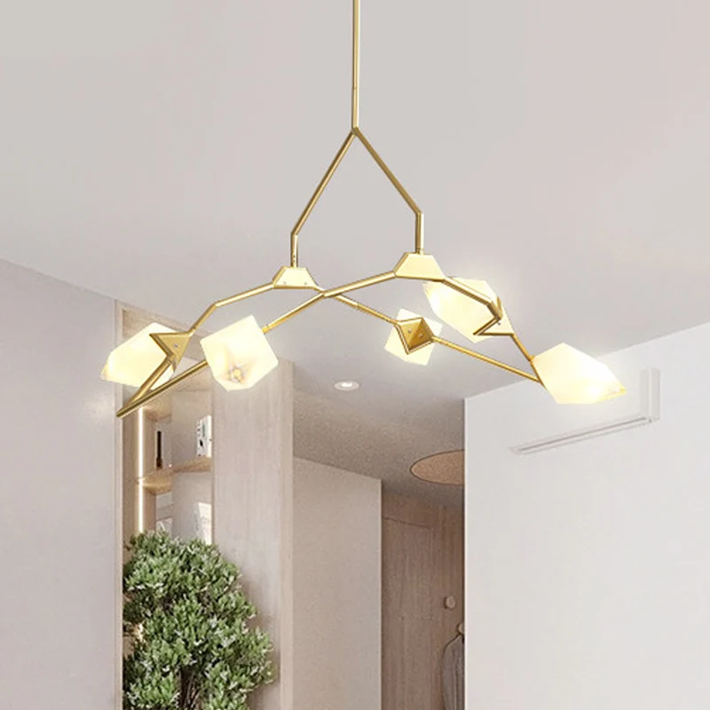 5/8 lampen eetkamer kroonluchterlamp met vertakking ontwerp kunststof kap moderne stijl zwart/goud plafondverlichting Clea...