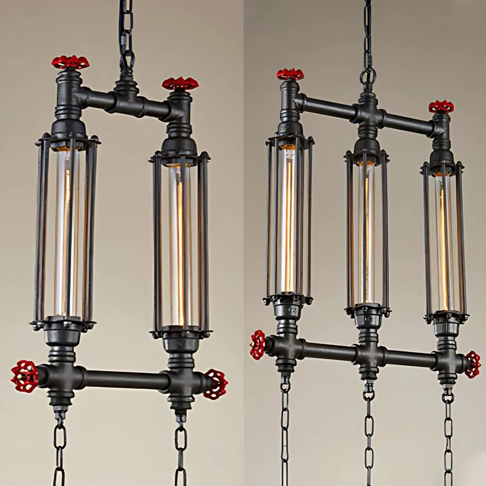 2/3 lampen eilandverlichting industriële stijl buisvormige metalen eilandhanglamp zwart voor restaurant Clearhalo