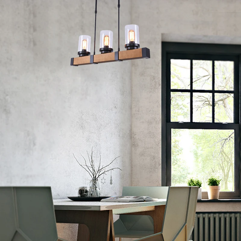 3/6 lampen eilandverlichting met cilinderkap helder glazen industriële eetkamer hanglamp bruin Clearhalo