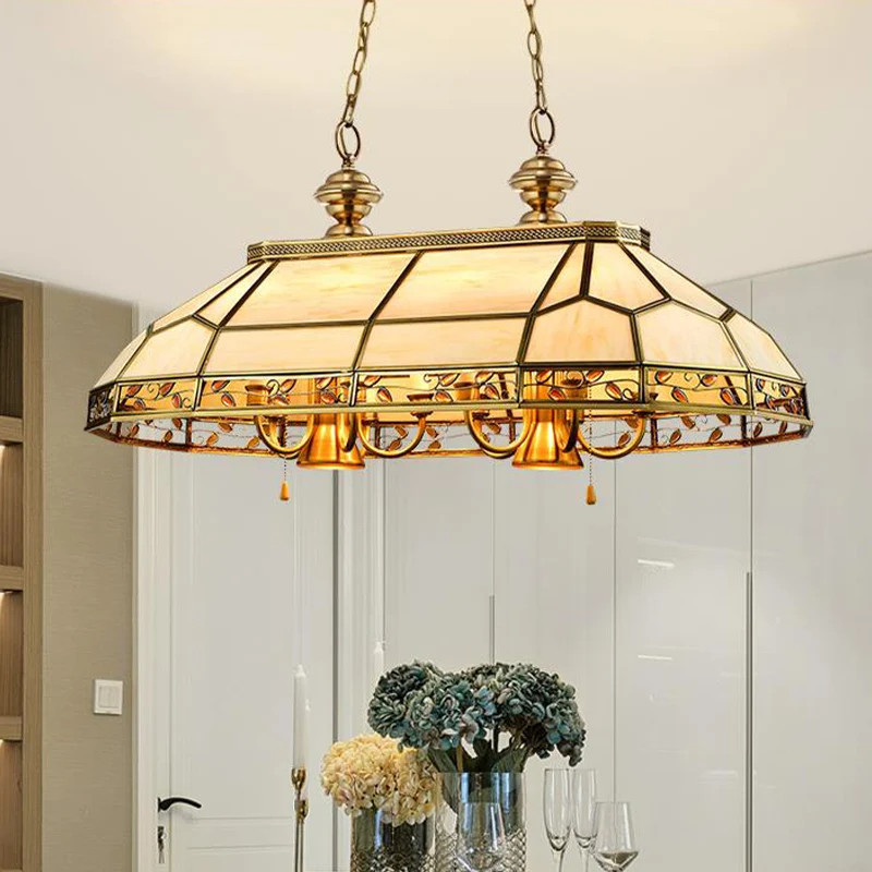 12 lampen gefacetteerde eilandverlichting koloniale gouden matglazen plafondophanglamp voor restaurant Clearhalo