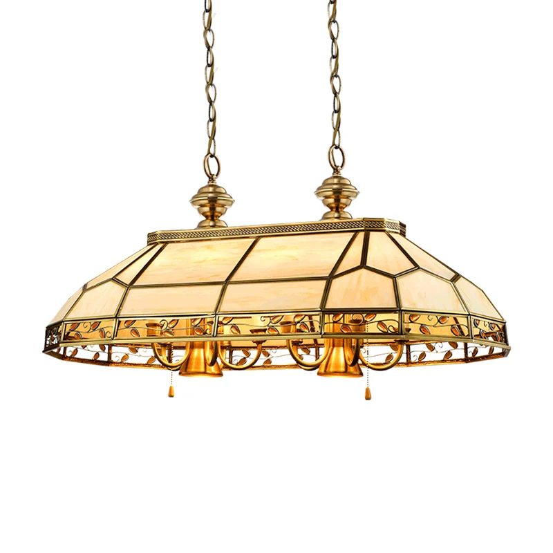 12 lampen gefacetteerde eilandverlichting koloniale gouden matglazen plafondophanglamp voor restaurant Clearhalo
