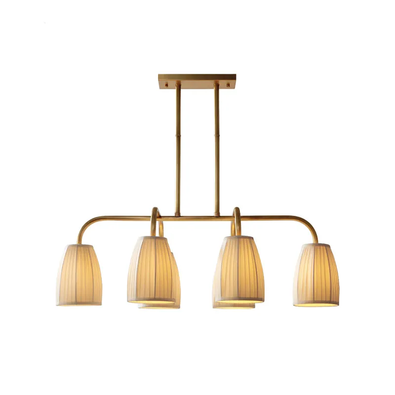 3/6 lampen hangende kroonluchter landelijke jurkvormige geplooide stoffen hangende plafondlamp goud boven eettafel Clearhalo