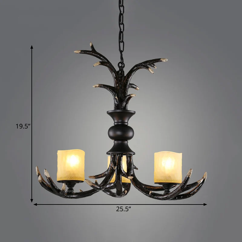 3/5 lampen hars kroonluchter verlichting cottage bruin faux gewei woonkamer plafond hanglamp Clearhalo