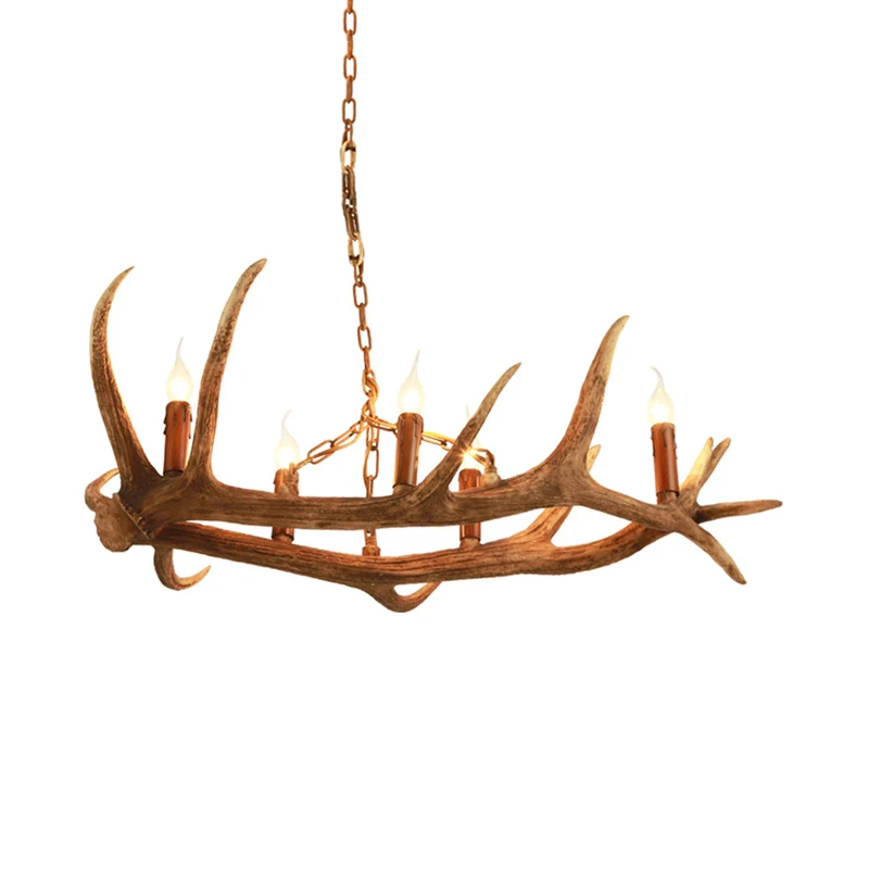 5 lampen hars kroonluchter verlichting klassieke bruine kaarsvorm keuken plafond hanglamp Clearhalo
