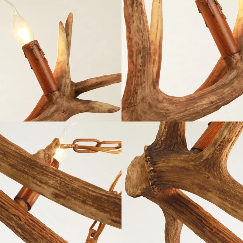 5 lampen hars kroonluchter verlichting klassieke bruine kaarsvorm keuken plafond hanglamp Clearhalo
