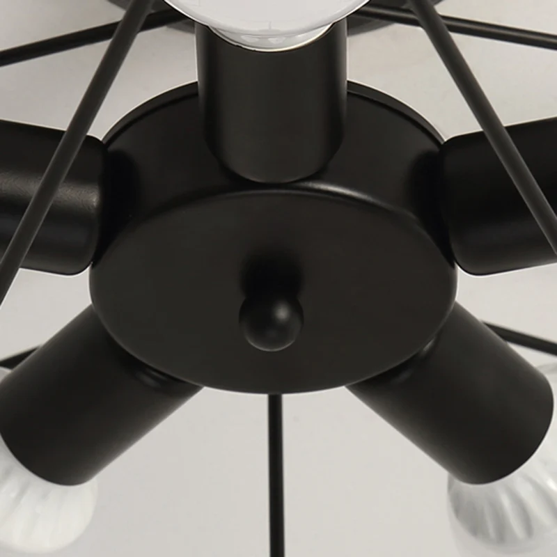 5 lampen industriële stijl plafondlamp inbouw eetkamer verlichtingsarmatuur met ijzeren frame lampenkap Clearhalo