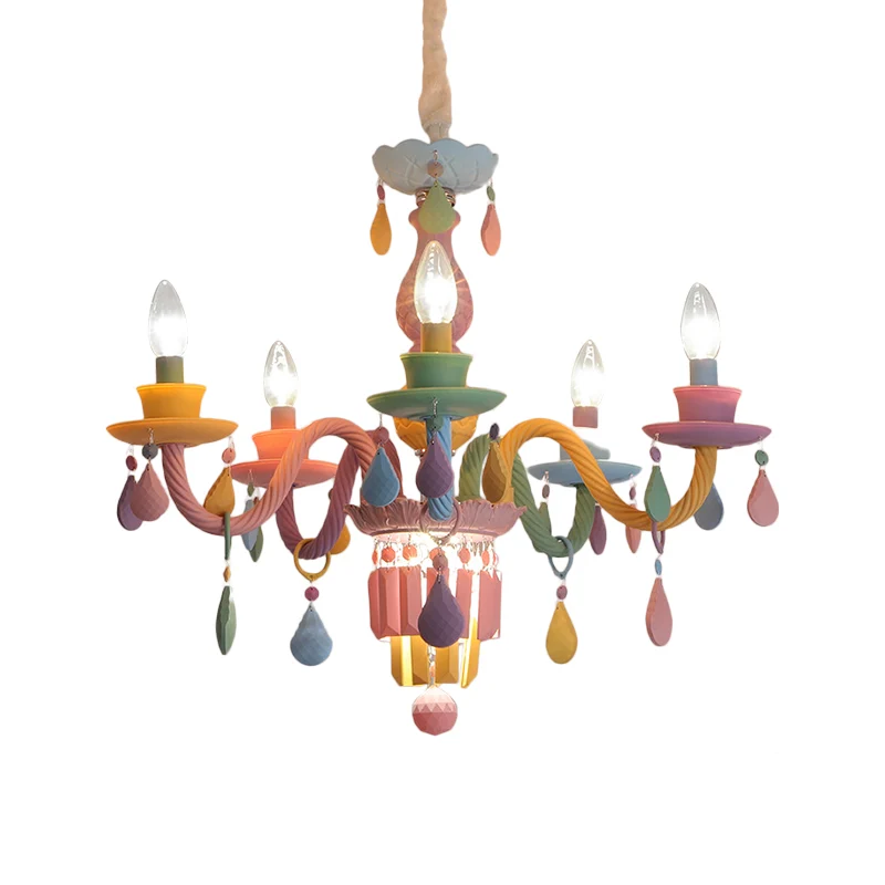 3/5 lampen kaars kroonluchter hanglamp Macaron glas hanglamp met kristallen accent meerdere kleuren Clearhalo