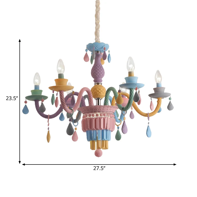 3/5 lampen kaars kroonluchter hanglamp Macaron glas hanglamp met kristallen accent meerdere kleuren Clearhalo