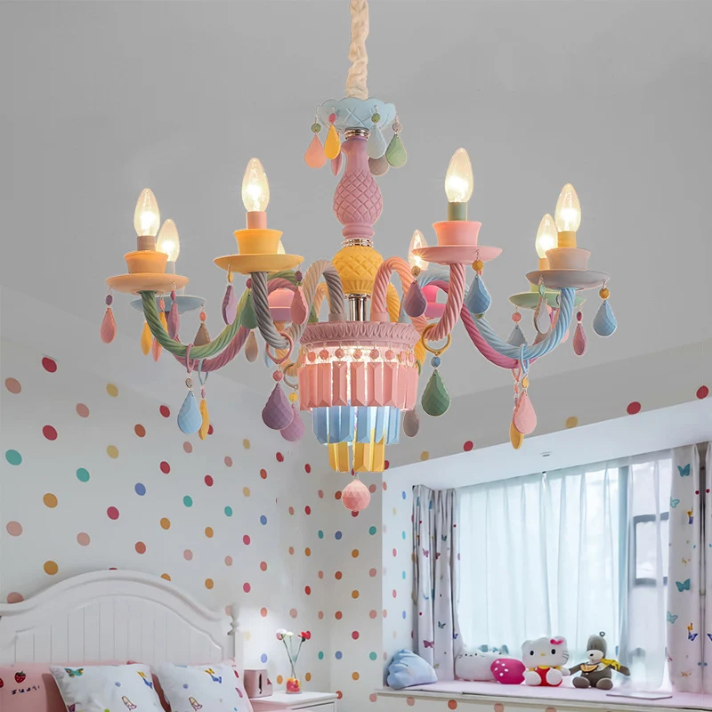 3/5 lampen kaars kroonluchter hanglamp Macaron glas hanglamp met kristallen accent meerdere kleuren Clearhalo