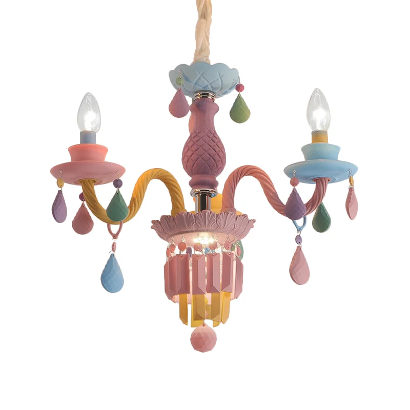 3/5 lampen kaars kroonluchter hanglamp Macaron glas hanglamp met kristallen accent meerdere kleuren Clearhalo