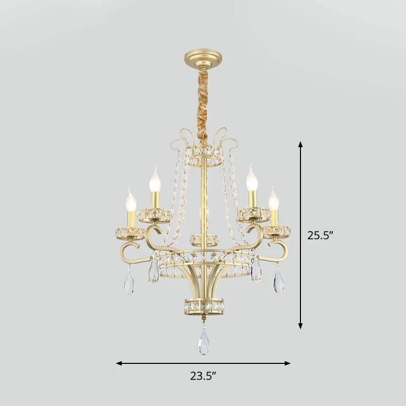 5/8 lampen kaars kroonluchter lamp rustiek goud kristal prisma hanglamp voor woonkamer Clearhalo