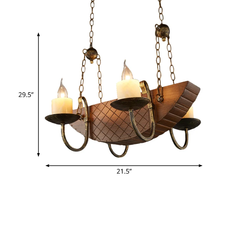 4 lampen kaars kroonluchter licht traditioneel zwart hout hangend plafondarmatuur voor eetkamer Clearhalo