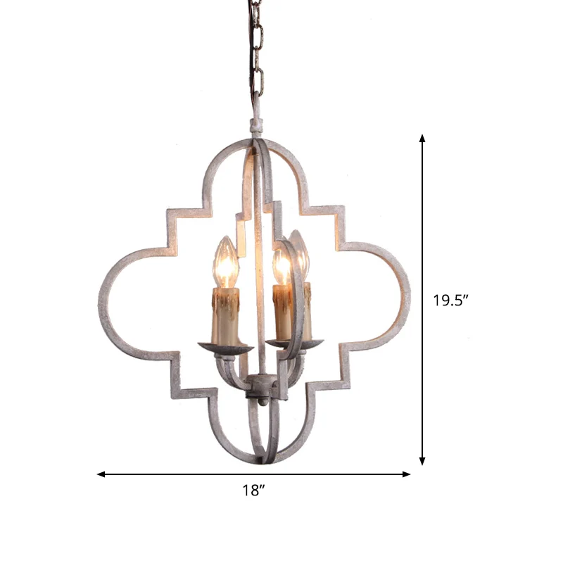 4 lampen kaars plafondkroonluchter rustiek hangend verlichtingsarmatuur met houteffect noodlijdend wit Clearhalo