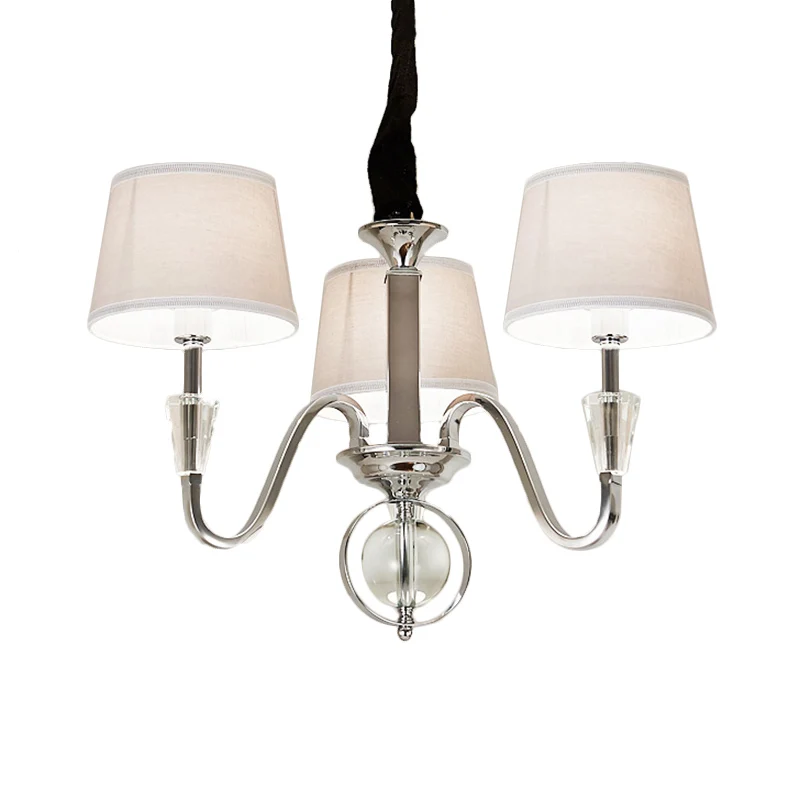 3/6 Lampen Kegel Kroonluchter Licht Klassiek Wit Stof Hangend Plafondarmatuur voor Slaapkamer Clearhalo