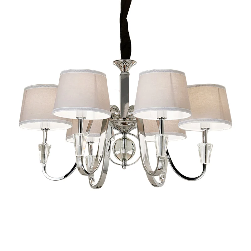 3/6 Lampen Kegel Kroonluchter Licht Klassiek Wit Stof Hangend Plafondarmatuur voor Slaapkamer Clearhalo