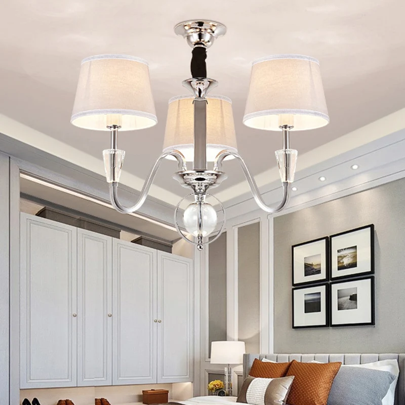 3/6 Lampen Kegel Kroonluchter Licht Klassiek Wit Stof Hangend Plafondarmatuur voor Slaapkamer Clearhalo