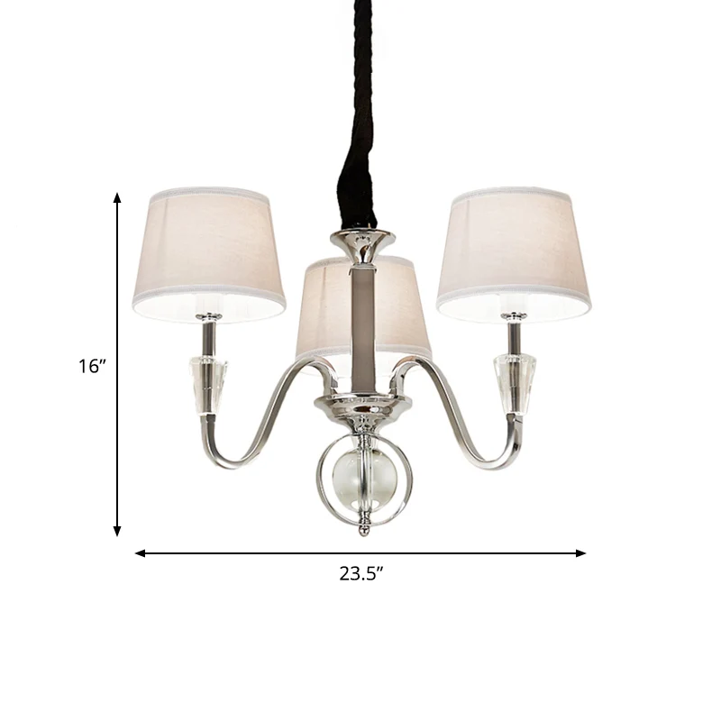 3/6 Lampen Kegel Kroonluchter Licht Klassiek Wit Stof Hangend Plafondarmatuur voor Slaapkamer Clearhalo