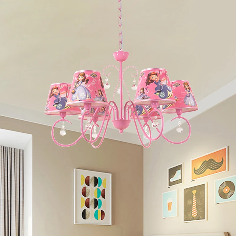 5/6 lampen kinderkamer plafond kroonluchter kinderen wit/roze hanglamp met emmer stoffen kap Clearhalo