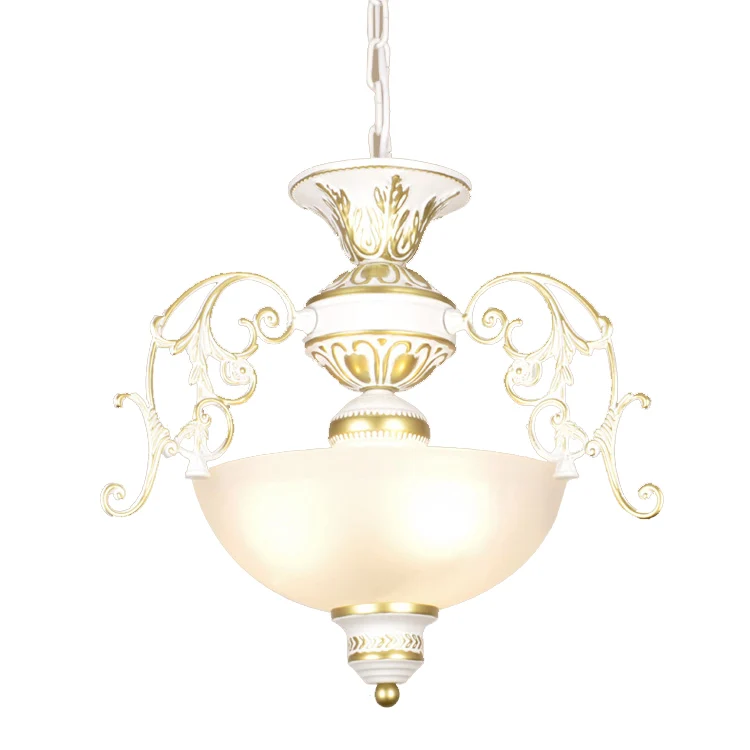 3 lampen kom kroonluchter licht traditioneel wit/zwart matglas hangend plafondarmatuur voor gang Clearhalo