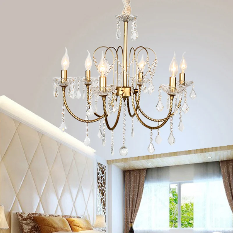 5/6 lampen kristallen kroonluchter hanglamp traditionele gouden kandelaar eetkamer hanglamp Clearhalo