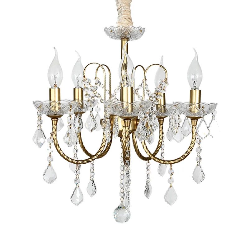 5/6 lampen kristallen kroonluchter hanglamp traditionele gouden kandelaar eetkamer hanglamp Clearhalo