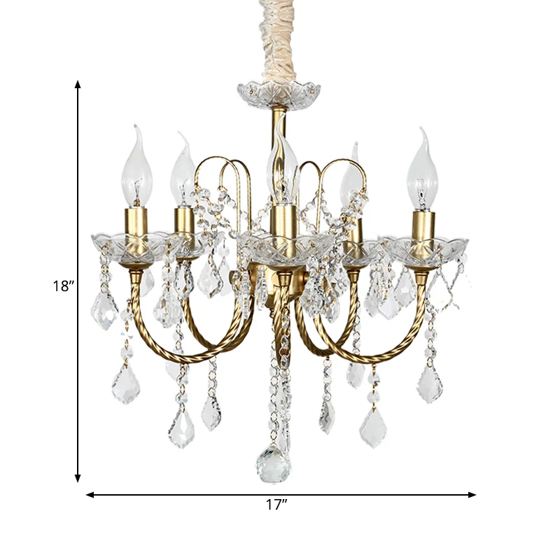 5/6 lampen kristallen kroonluchter hanglamp traditionele gouden kandelaar eetkamer hanglamp Clearhalo