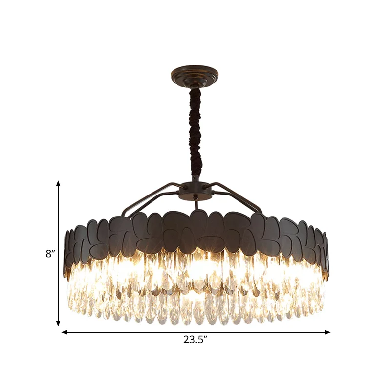 8 lampen kristallen ovalen hangende hanger moderne zwarte ronde grote kamer kroonluchterlamp Clearhalo