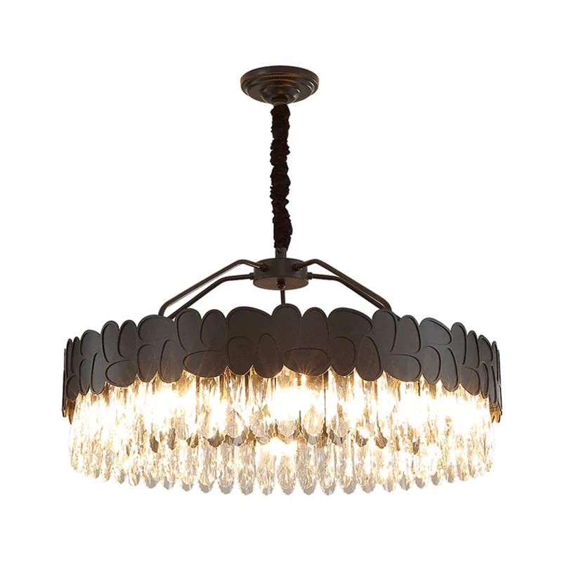 8 lampen kristallen ovalen hangende hanger moderne zwarte ronde grote kamer kroonluchterlamp Clearhalo