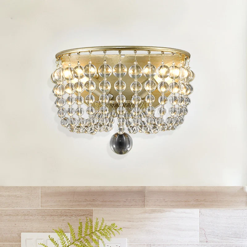 2 lampen kristallen wandkandelaar traditionalistische gouden kraal woonkamer wandmontage licht Clearhalo