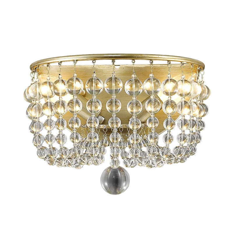 2 lampen kristallen wandkandelaar traditionalistische gouden kraal woonkamer wandmontage licht Clearhalo