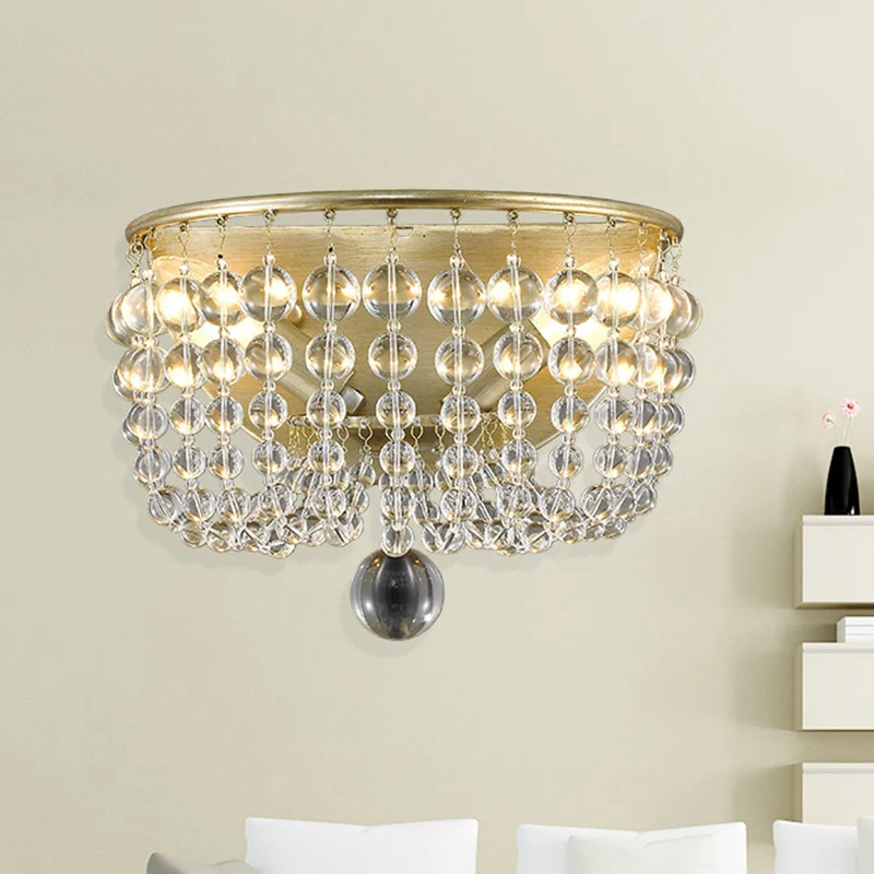2 lampen kristallen wandkandelaar traditionalistische gouden kraal woonkamer wandmontage licht Clearhalo