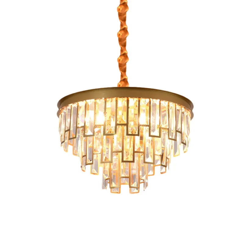 4/6 lampen kroonluchter hanger retro conisch kristallen paneel hangende plafondlamp goud Clearhalo