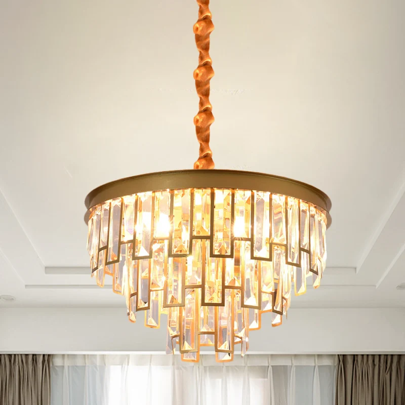 4/6 lampen kroonluchter hanger retro conisch kristallen paneel hangende plafondlamp goud Clearhalo