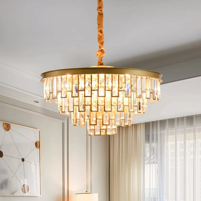 4/6 lampen kroonluchter hanger retro conisch kristallen paneel hangende plafondlamp goud Clearhalo