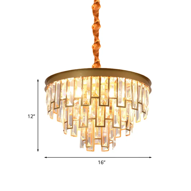 4/6 lampen kroonluchter hanger retro conisch kristallen paneel hangende plafondlamp goud Clearhalo