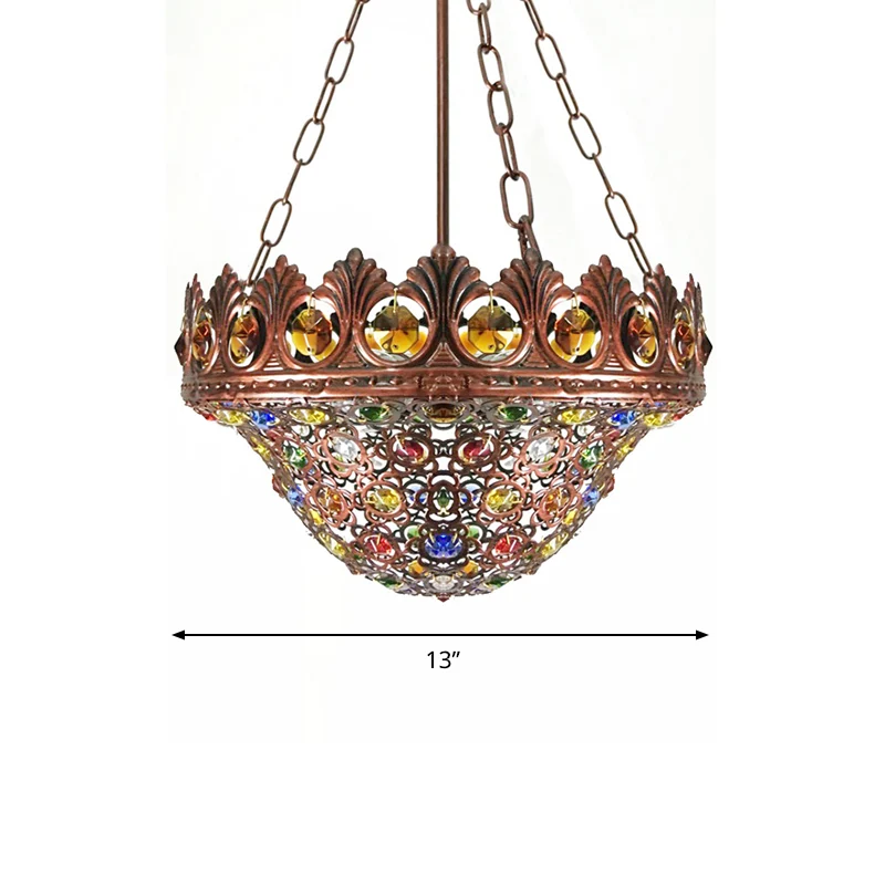 3 lampen metalen kroonluchter hanglamp Boheemse messing kom eetkamer ophangverlichting Clearhalo