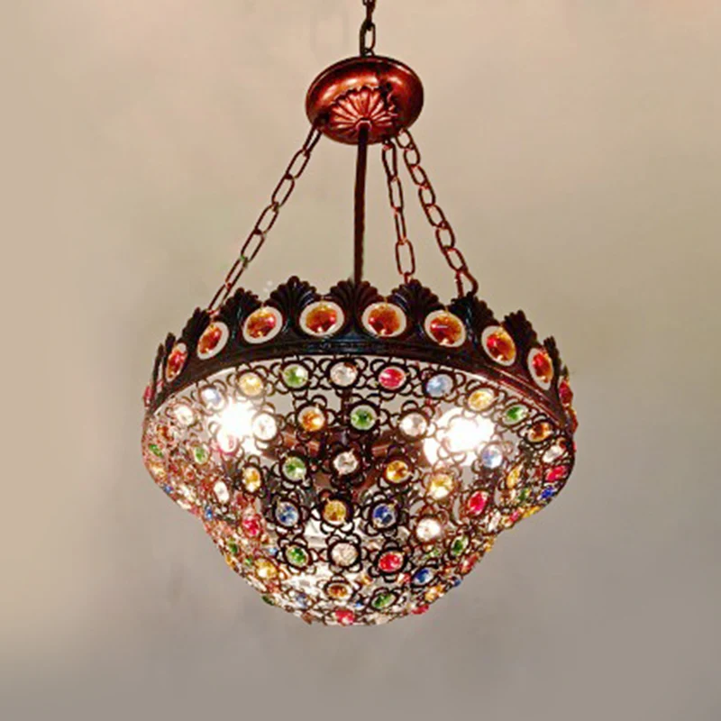 3 lampen metalen kroonluchter hanglamp Boheemse messing kom eetkamer ophangverlichting Clearhalo