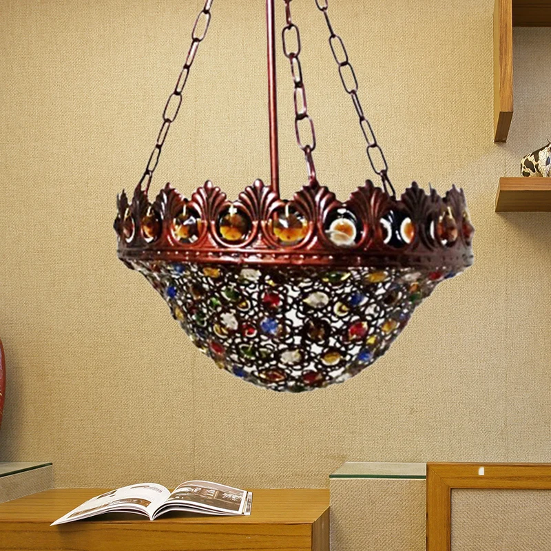 3 lampen metalen kroonluchter hanglamp Boheemse messing kom eetkamer ophangverlichting Clearhalo