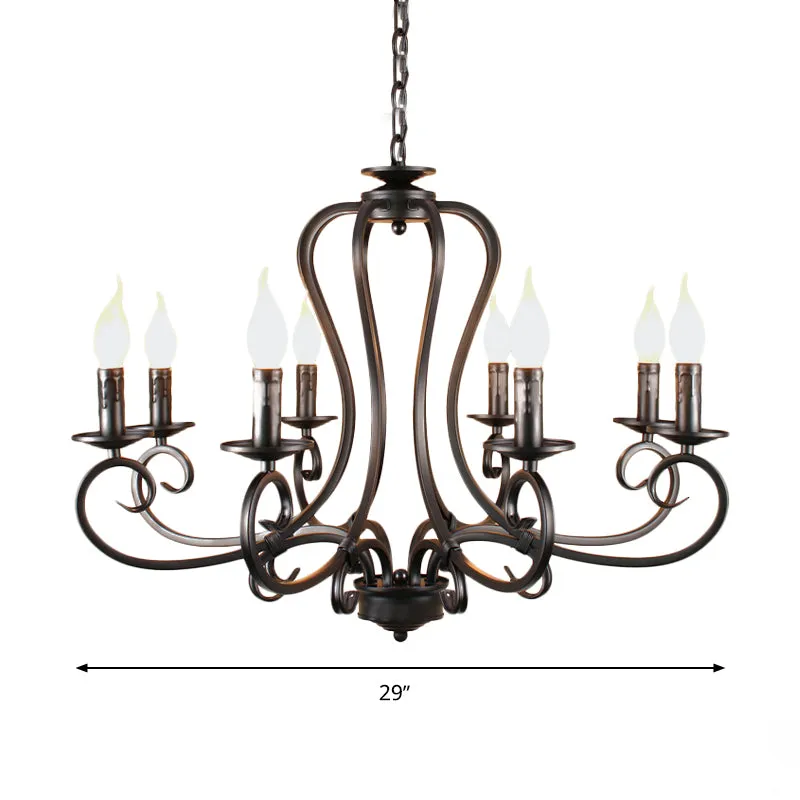 6/8 lampen metalen kroonluchter verlichting antieke zwarte Starburst woonkamer hanglamp met gekrulde arm Clearhalo