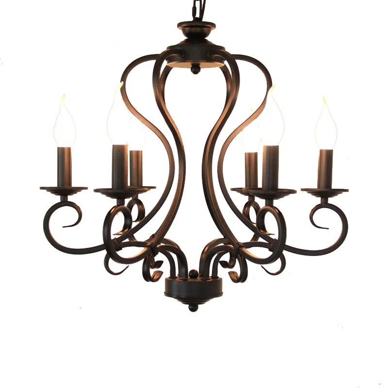 6/8 lampen metalen kroonluchter verlichting antieke zwarte Starburst woonkamer hanglamp met gekrulde arm Clearhalo
